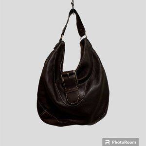 Michael Kors dark brown pebble leather hobo shoulder bag